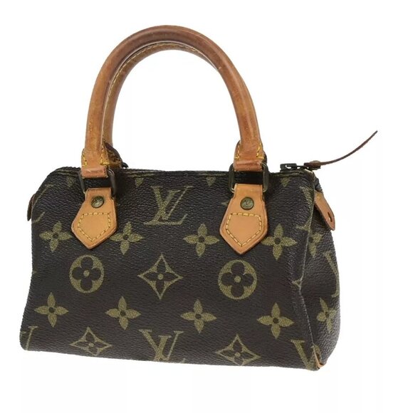 AUTHENTICITY GUARANTEED LOUIS VUITTON Mini Speedy Hand Bag Monogram Leather - Picture 1 of 14